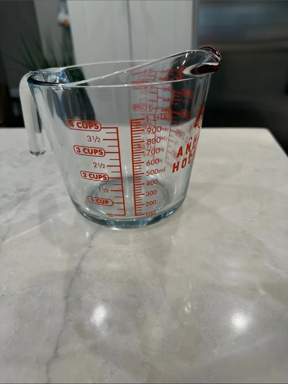 6/$30 Glass Measuring Cup with Red Markings - Clear